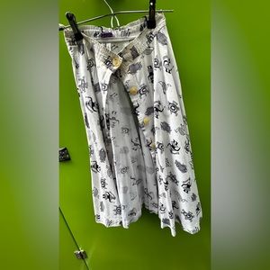 Vintage Patterned Buttoned White Skirt